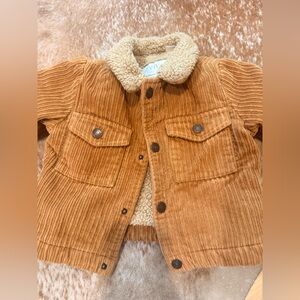 Zara Baby Brown Corduroy Jacket with Cream Sherpa Collar